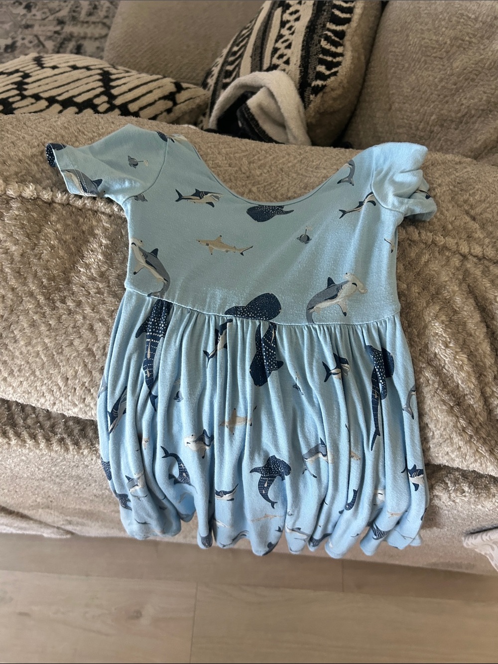 Kyte BABY Light Blue Shark Print Twirl Dress
